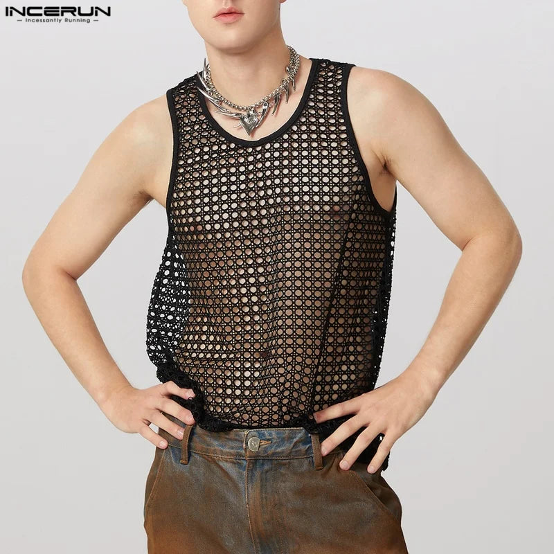 Incerun Men's Mesh Transparent Tank Top Vest