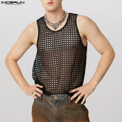 Incerun Men's Mesh Transparent Tank Top Vest
