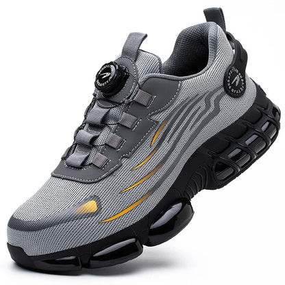 Rotating Button Men’s Anti-Puncture Protective Sneakers – Durable, Comfortable Work Shoes for Men