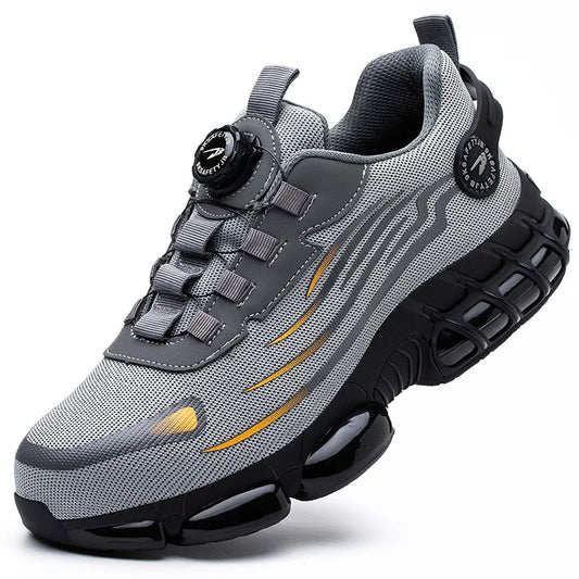 Rotating Button Men’s Anti-Puncture Protective Sneakers – Durable, Comfortable Work Shoes for Men