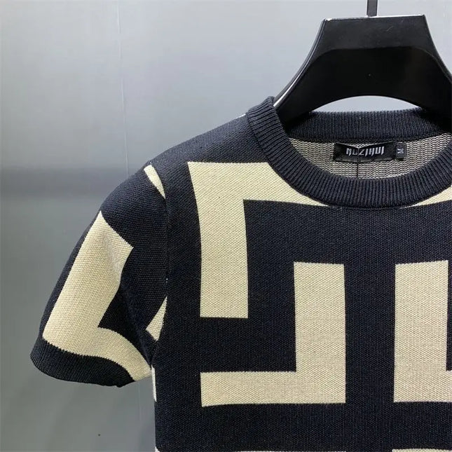 Men's Luxurious Knitted Short Sleeve T-Shirt - Slim Fit - Various Colors