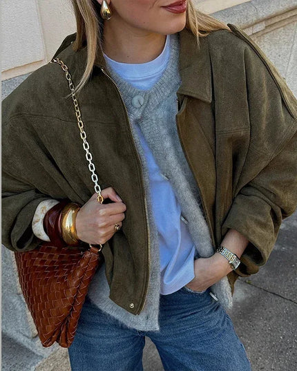 Vintage Women's Oversized Jacket - Loose Fit, Soft & Stylish Outerwear for Women