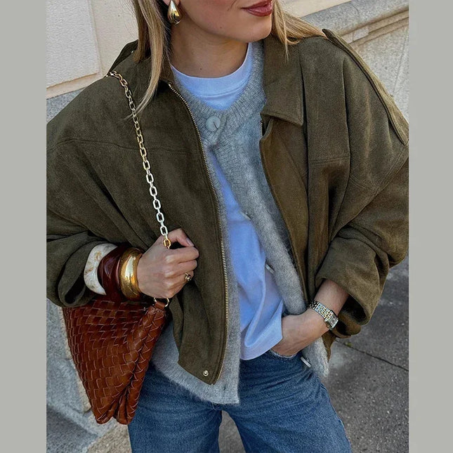 Vintage Women's Oversized Jacket - Loose Fit, Soft & Stylish Outerwear for Women