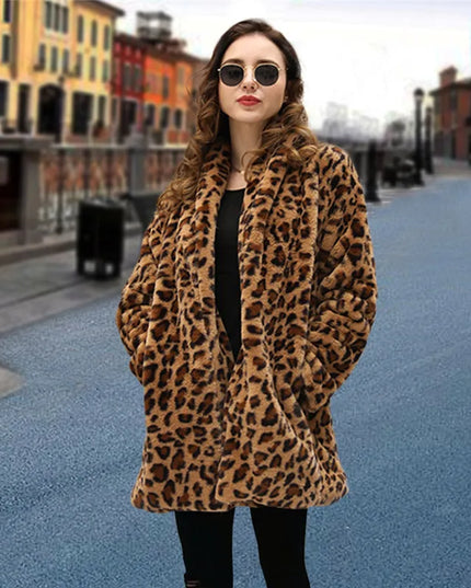 Women's Leopard Print Faux Fur Jacket