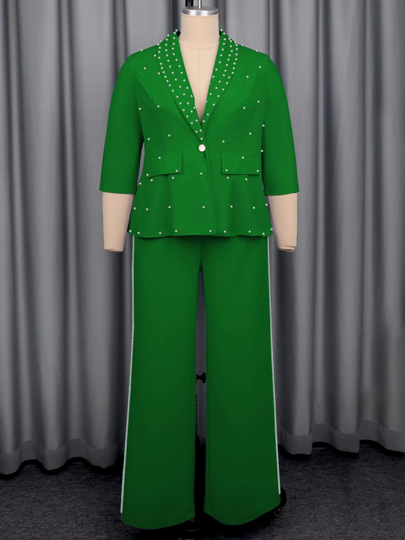 Elegant Women's Two-Piece Blazer and High-Waist Pants Set