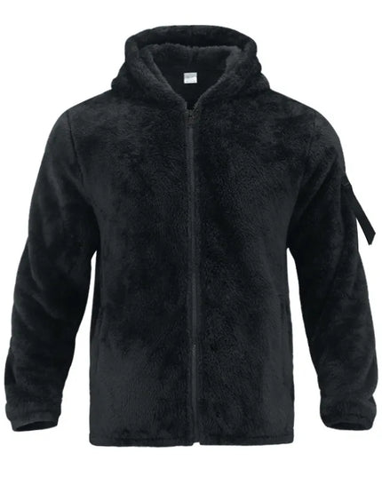 Men's Warm Plush Hooded Cardigan - Long Sleeve