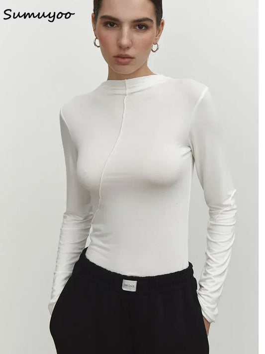 Sumuyoo Women's Splice Slim Fit Turtleneck Sweater