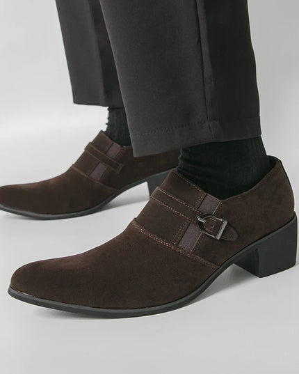 Men's Faux Suede Pointed Toe Height-Enhancing Shoes