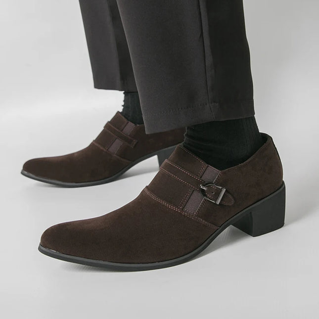 Men's Faux Suede Pointed Toe Height-Enhancing Shoes