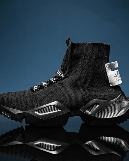 Men's High-Top Lightweight Mesh Sneakers with Lace-Up Design