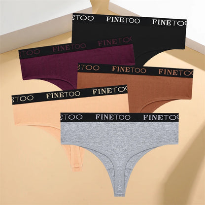 5-Pack Women’s High-Waist Seamless Cotton Thongs – Comfortable, Elastic, and Durable Underwear for Women