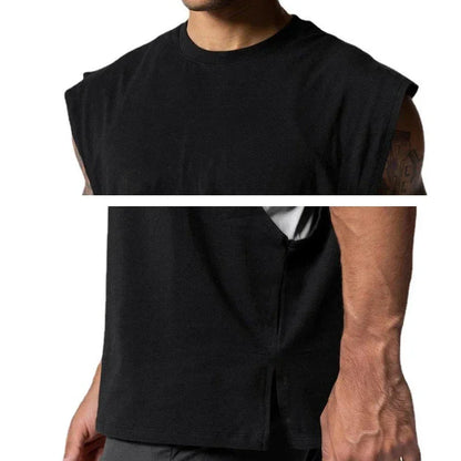 Men's Open Side Cut-Off Vest - Gym Tank Top for Men