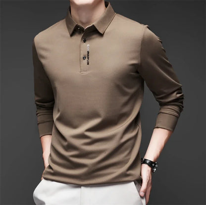 Men's Breathable Casual Long Sleeve Polo Shirt