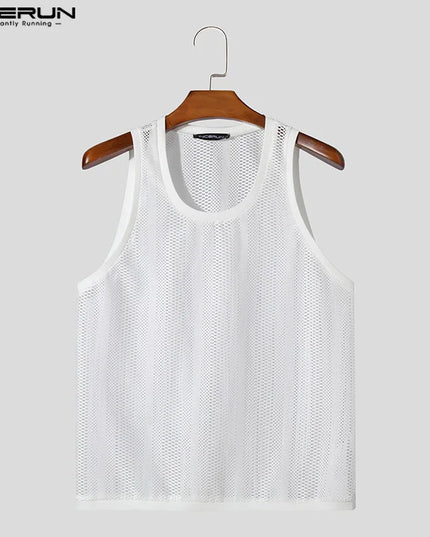 Incerun Men's Mesh Transparent Tank Top