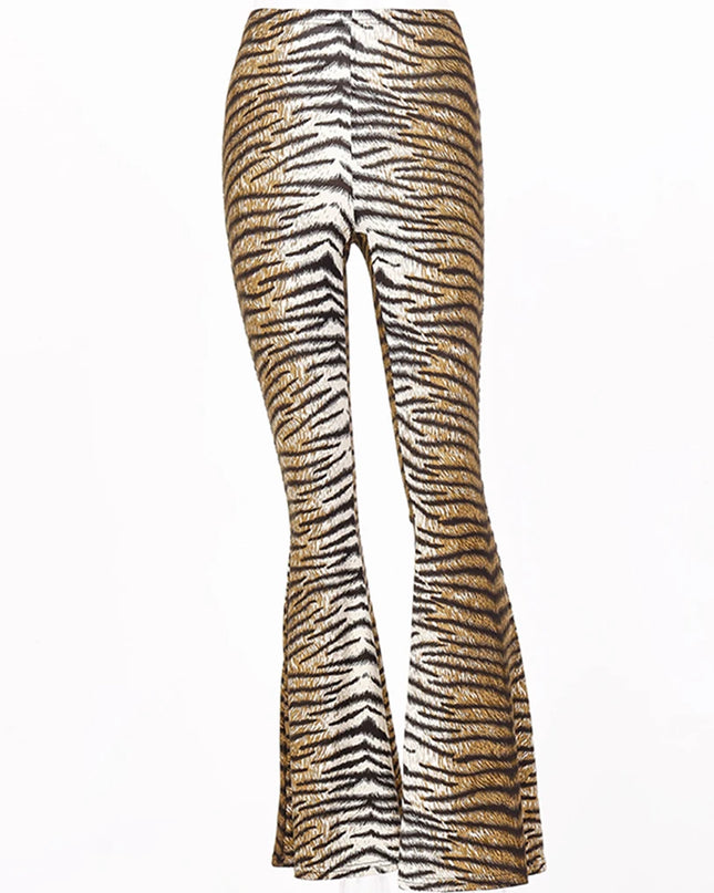 Hugcitar Women's High Waist Leopard Print Flare Pants