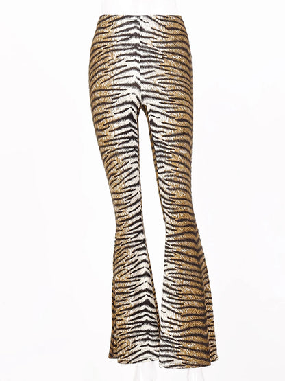 Hugcitar Women's High Waist Leopard Print Flare Pants