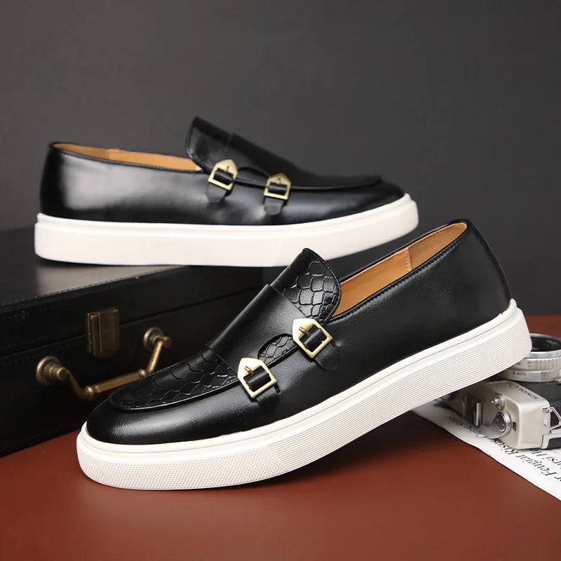 Men's Casual Faux Leather Loafers - Slip-On Dress Shoes for Men