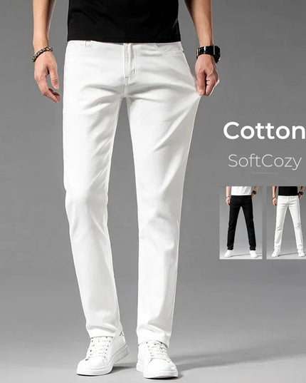 Men's Classic Stretch Straight Trousers - 98% Cotton Comfort Fit