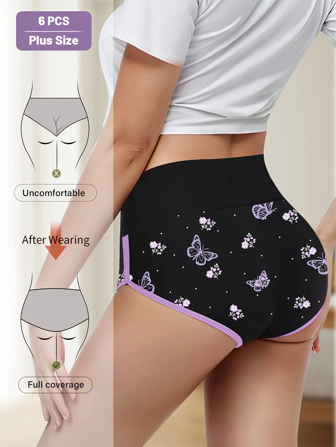 6-Pack Women's Multi-Color Tummy Control Mid-Rise Underwear