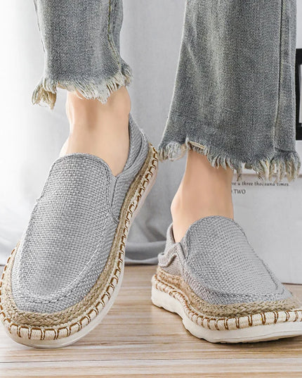 Comfortable Men's Slip-On Flats - Breathable Canvas Linen Loafers