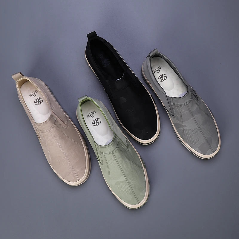 Men's Canvas Slip-On Shoes - Lightweight, Breathable, Anti-Slip Men's Casual Sneakers