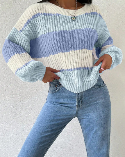 Women's Multicolor Layered Ribbed Knit Sweater