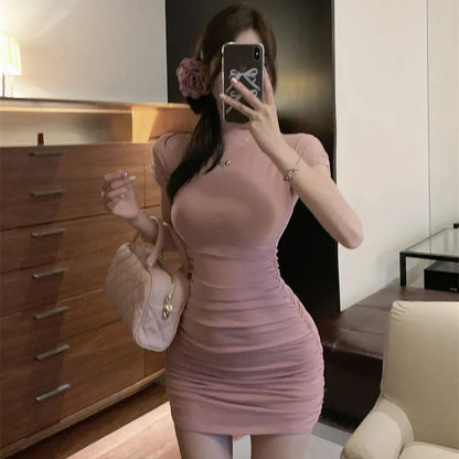 Elegant Short Sleeve Sheath Mini Dress for Women