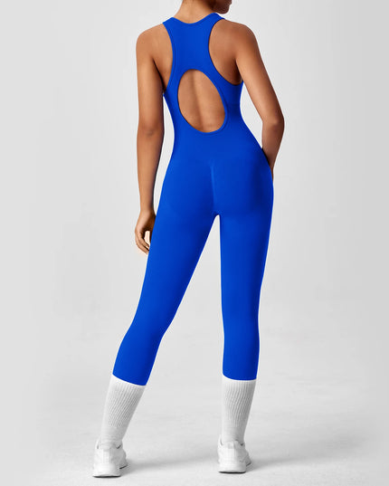 One-Piece Seamless Yoga Bodysuit with V-Back for Women