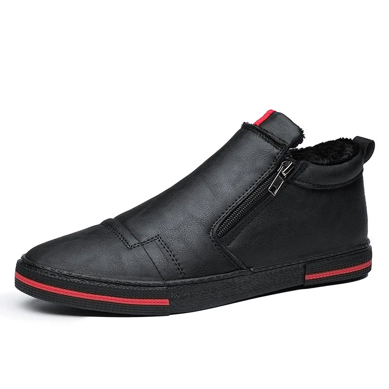 Men's Slip-On Sneakers with Side Zipper – Flat Casual Shoes for Men