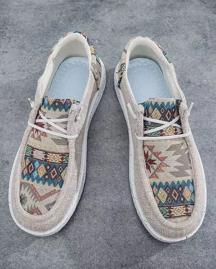 Men's Canvas Low Top Sneakers - Flat Sole, Vulcanized Style