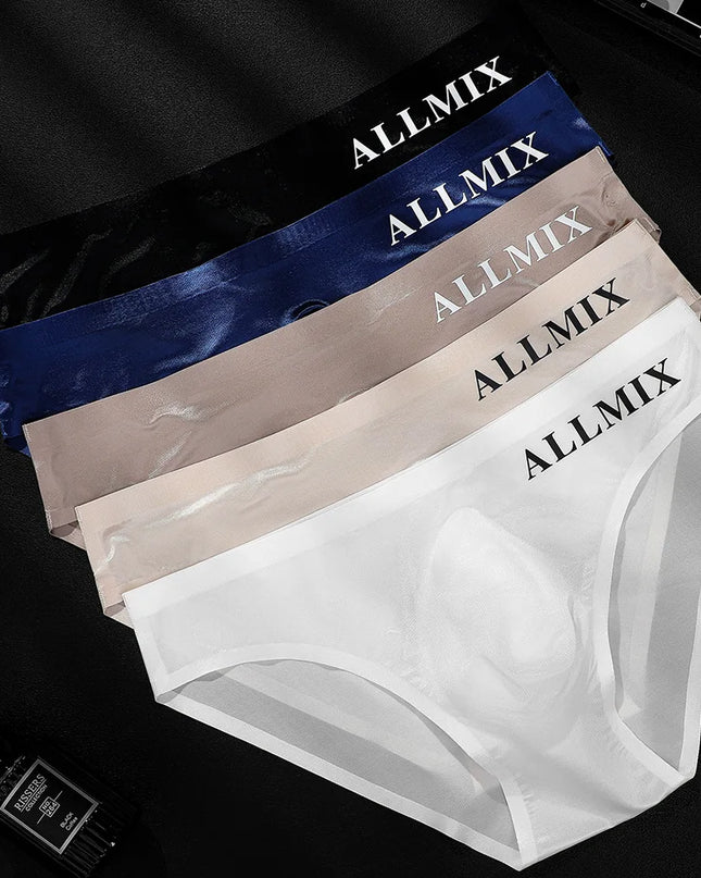 Men's Clear Ice Silk Low Waist U-Convex Seamless Briefs