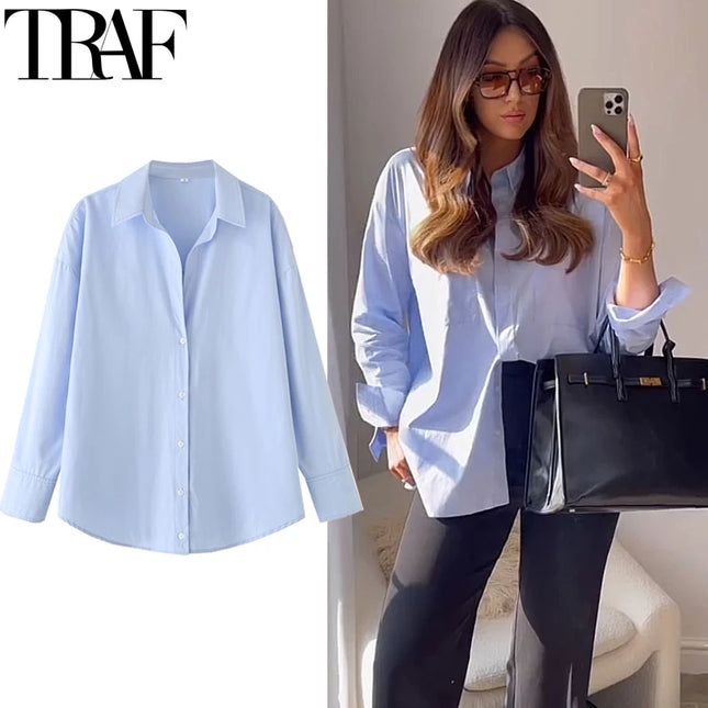 HXAO Women's Oversized Button-Up Shirt