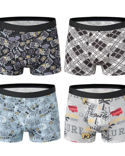 4-Pack Men's Comfortable Hipsters with Assorted Pattern Prints