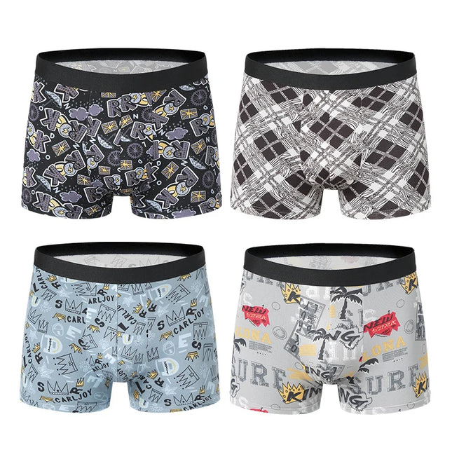4-Pack Men's Comfortable Hipsters with Assorted Pattern Prints