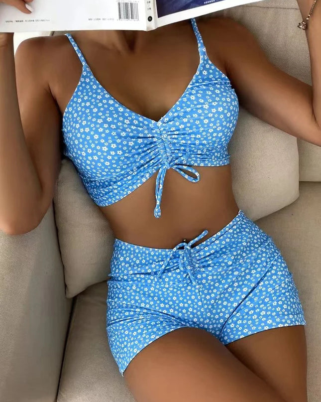 High-Waisted Floral Push-Up Bikini for Women