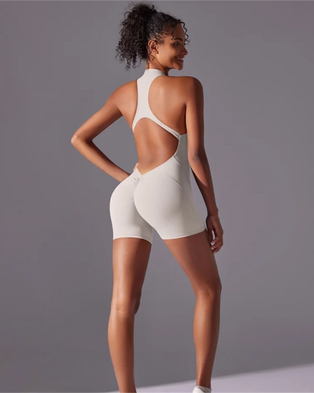 Women's Fitted Zippered Sports Unitard - High-Performance Athletic Jumpsuit for Women
