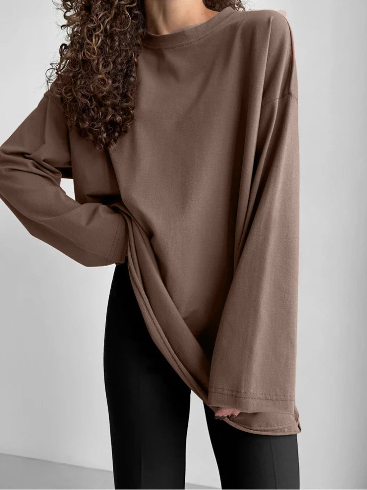 Women's Oversized Cotton Pullover Sweater - Soft, Cozy, and Stylish for Every Season