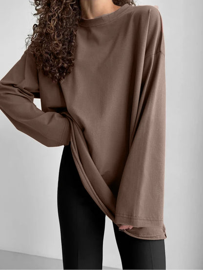 Women's Oversized Cotton Pullover Sweater - Soft, Cozy, and Stylish for Every Season