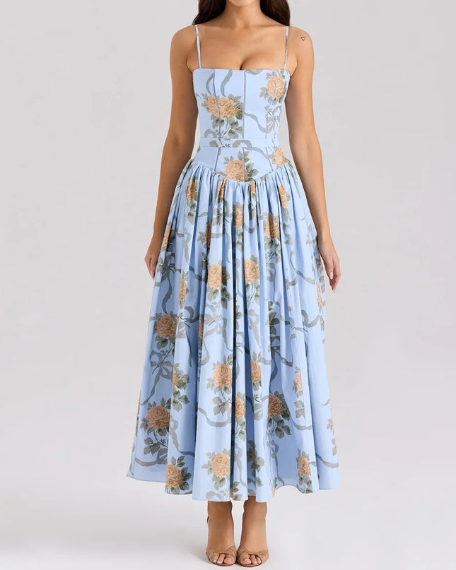 Elegant Women's Midi Dress with Floral Print