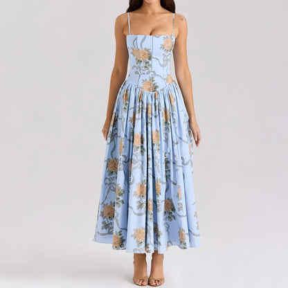 Elegant Women's Midi Dress with Floral Print