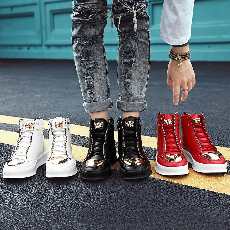 Men's Zippered High Top Sneakers - Various Colors