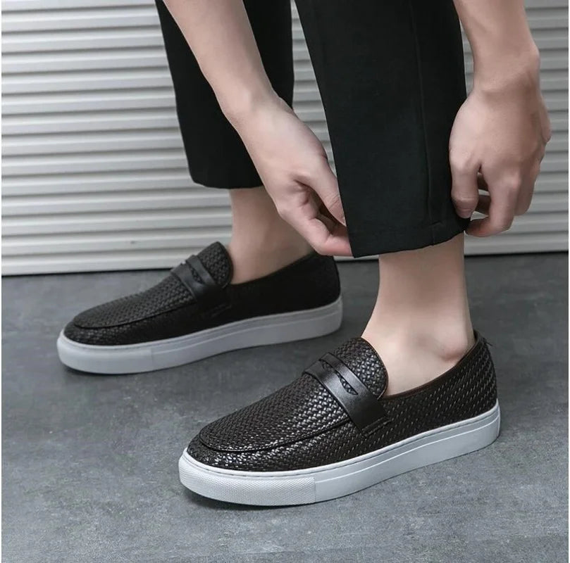 Men's Slip-On Loafers - Casual Faux Leather Shoes