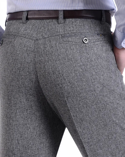 Men’s Casual Lightweight Straight-Leg High-Waisted Trousers