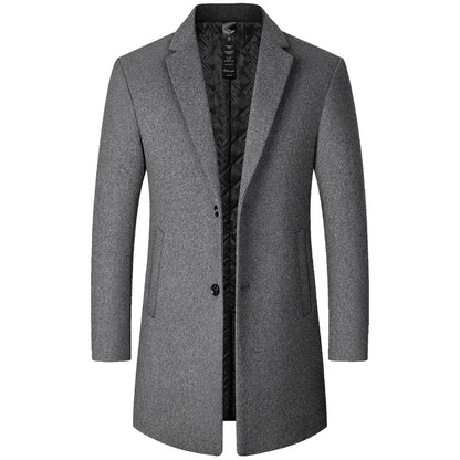 Men's Long Wool Blend Trench Coat - Various Colors