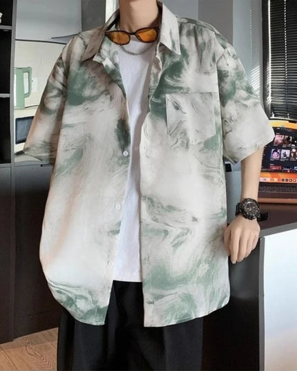 Vintage Men's Lapel Button Shirt - Loose Fit, Stylish Retro Men's Casual Shirt