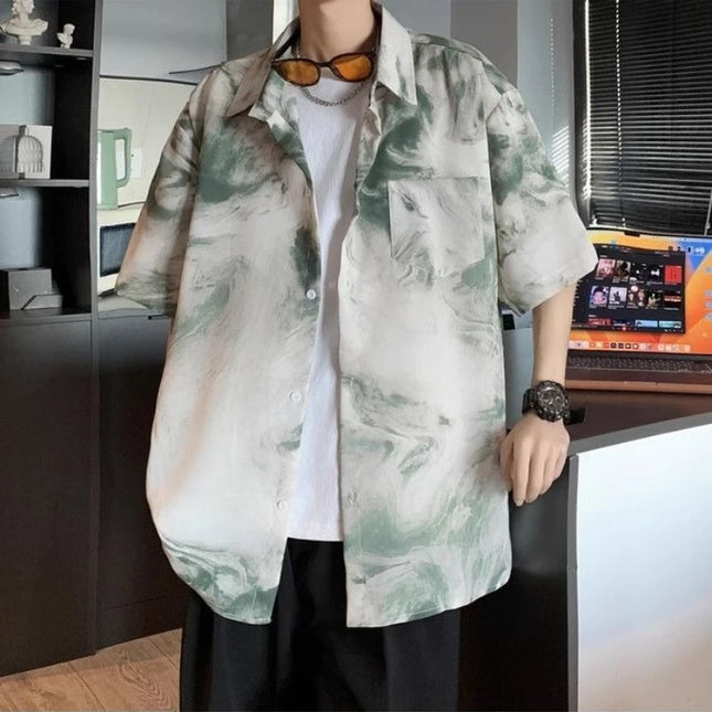 Vintage Men's Lapel Button Shirt - Loose Fit, Stylish Retro Men's Casual Shirt