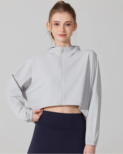 Women's Activewear Cropped Jacket - Breathable & Quick-Drying