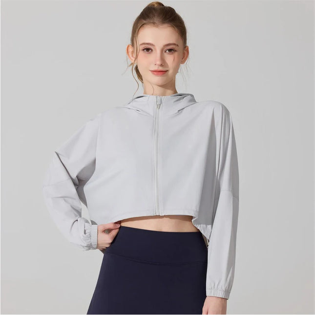 Women's Activewear Cropped Jacket - Breathable & Quick-Drying