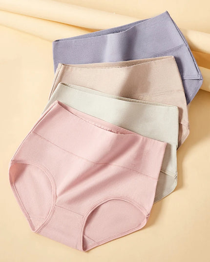 Set of 4 High-Waist Cotton Women's Underwear Briefs