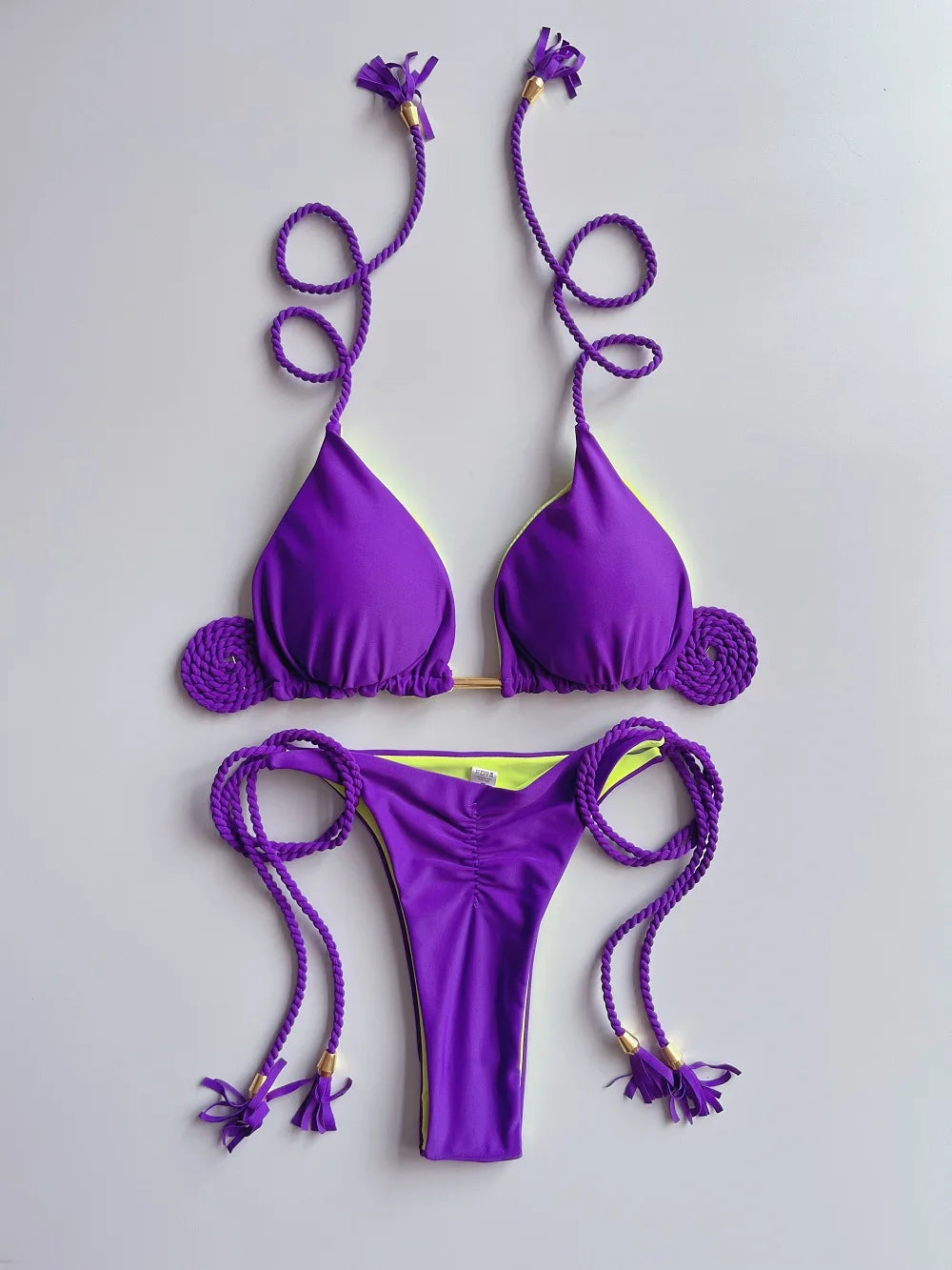 Braided Rope Two-Piece Bikini Set for Women - Triangle Swimwear